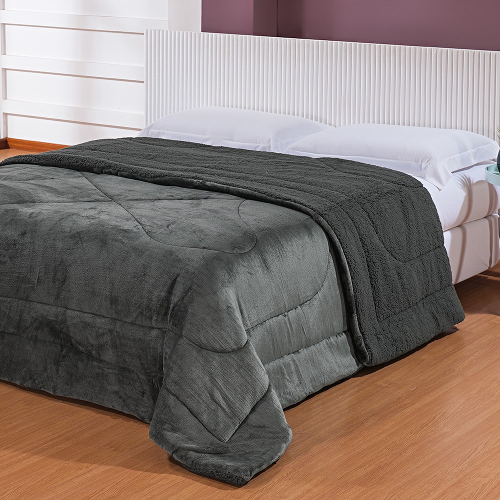 Coberdrom King Size Capetown Liso Microfibra Sherpa Dupla Face