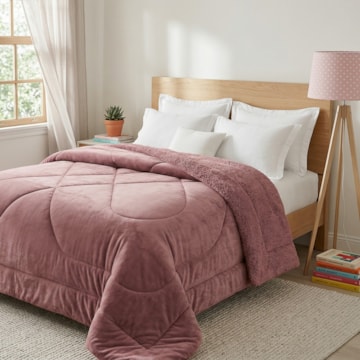 Coberdrom King Size Capetown Liso Microfibra Sherpa Dupla Face