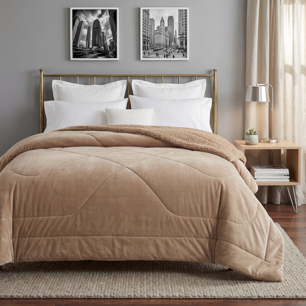 Coberdrom Solteiro Capetown Liso Microfibra Sherpa Dupla Face