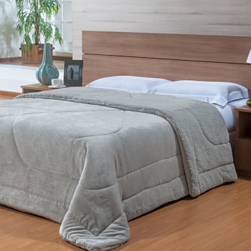 Coberdrom Solteiro Capetown Liso Microfibra Sherpa Dupla Face