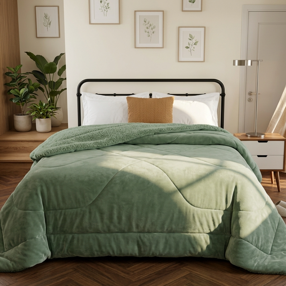 Coberdrom Solteiro Capetown Liso Microfibra Sherpa Dupla Face