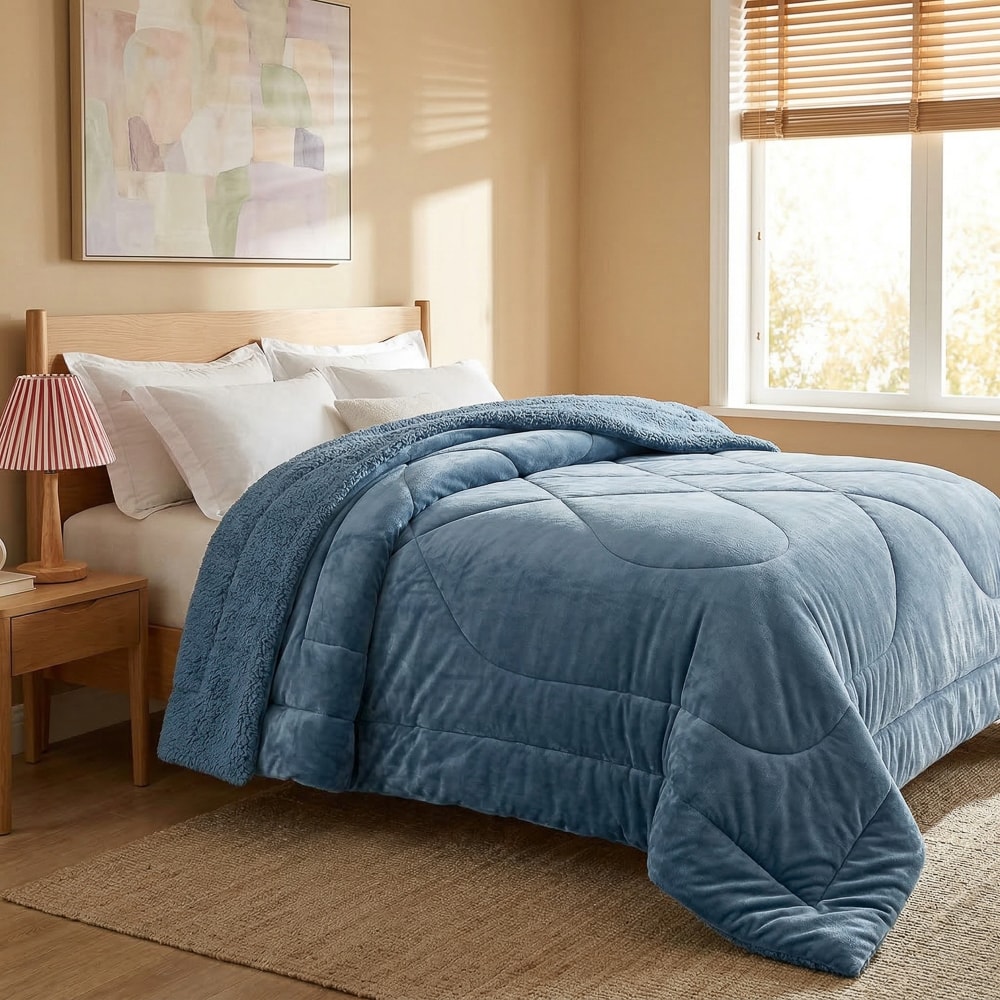 Coberdrom Solteiro Capetown Liso Microfibra Sherpa Dupla Face
