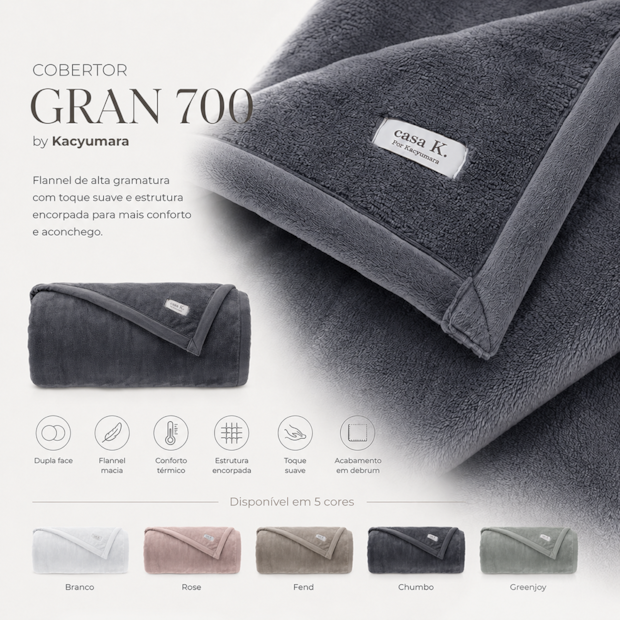 Cobertor Casal Kacyumara Casa K Gran 700 Aveludado - Gramatura: 500g/m²