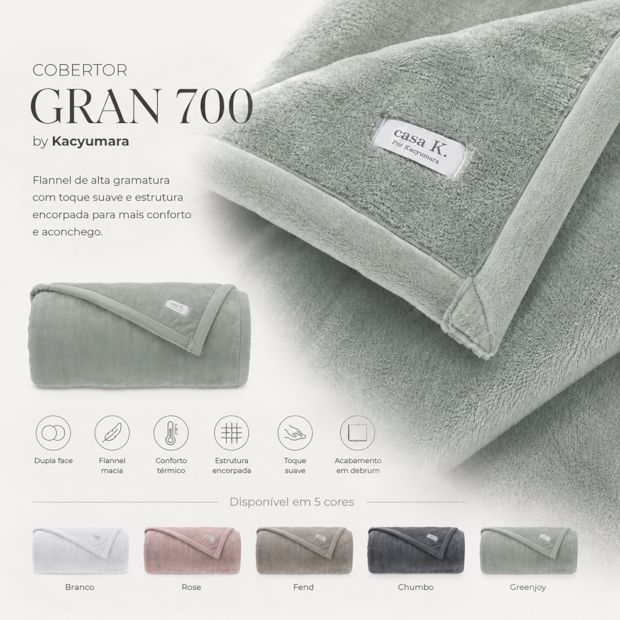 Cobertor Casal Kacyumara Casa K Gran 700 Aveludado - Gramatura: 500g/m²