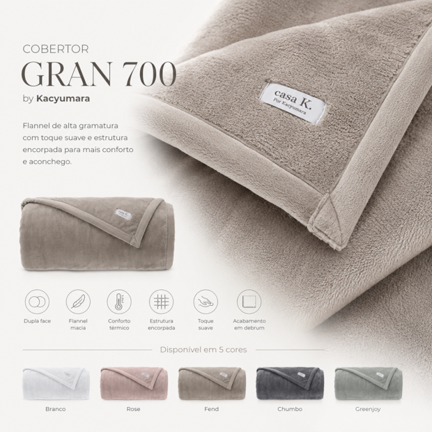 Cobertor King Size Kacyumara Casa K Gran 700 Aveludado - Gramatura: 500g/m²