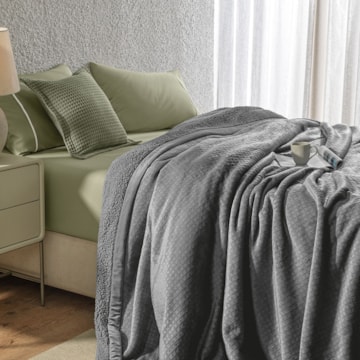 Cobertor King Size Karsten Eliot Microfibra Sherpa Flanel Efeito Jacquard