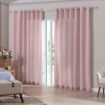 Cortina Duplex Voil com Forro Bella Janela Glam Brilho com Ilhós 3,00m x 2,30m (Para Varão até 2 metros)