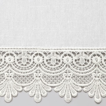 Cortina para Cozinha Bella Janela Novara Barra Rendada com Ilhós 3,00m x 1,20m (Para Varão até 2 metros)