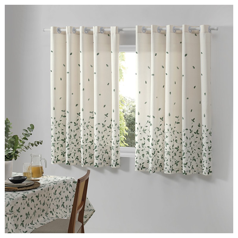 Cortina para Cozinha Dohler Botânica Folhas com Ilhós 3,20m x 1,20m (p