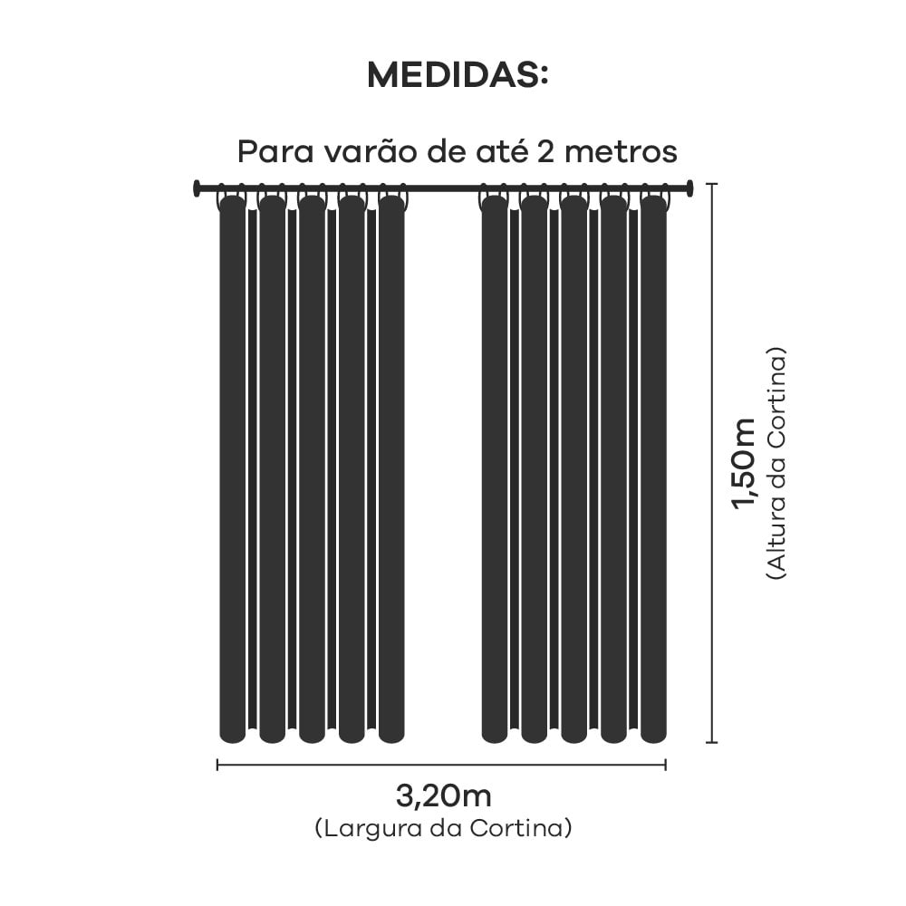 Cortina para Cozinha Dohler Botânica Folhas com Ilhós 3,20m x 1,50m (para Varão até 2 metros)