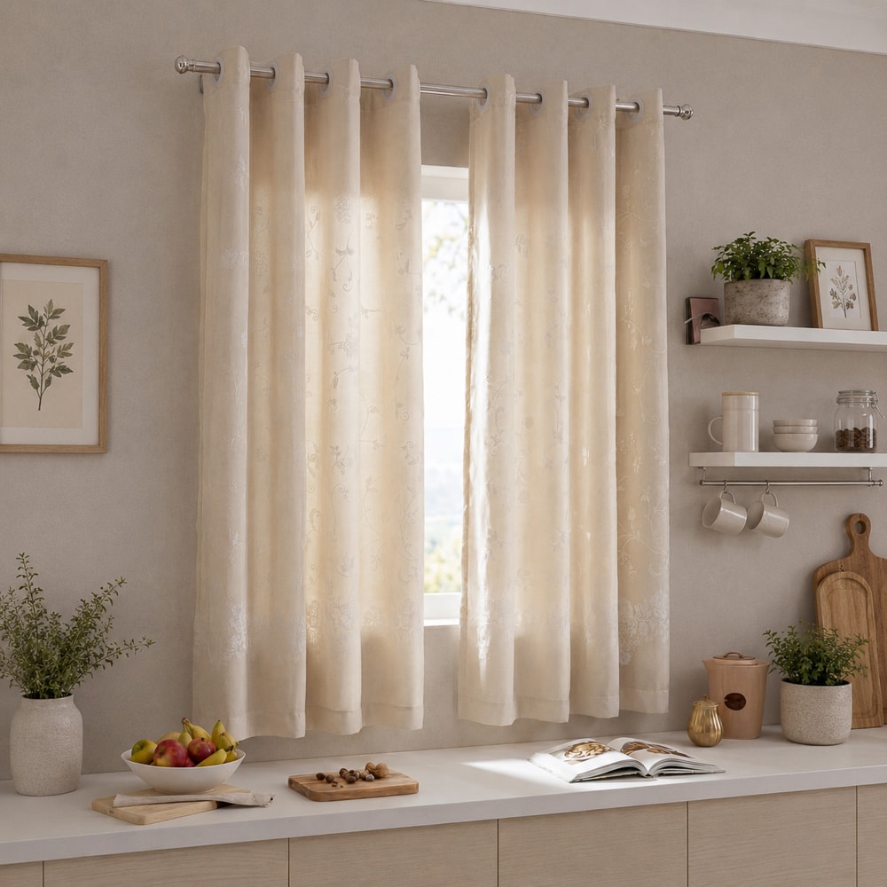 Cortina para Cozinha Dohler Delikata com Ilhós 3,20m x 1,20m (para Varão até 2 metros)