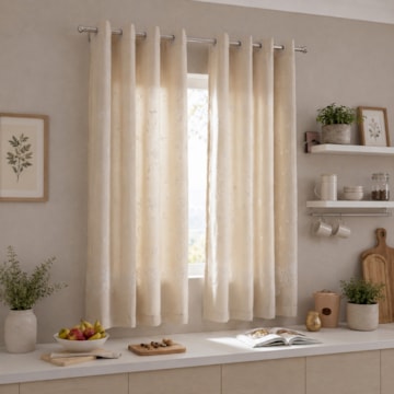 Cortina para Cozinha Dohler Delikata com Ilhós 3,20m x 1,20m (para Varão até 2 metros)