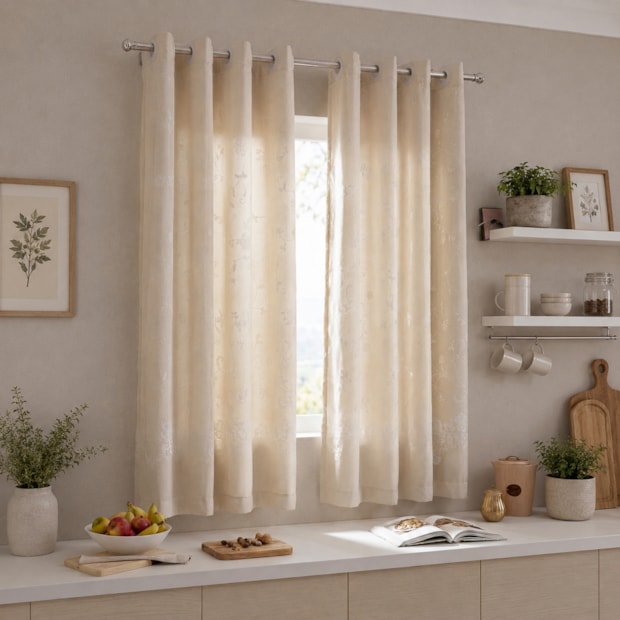 Cortina para Cozinha Dohler Delikata com Ilhós 3,20m x 1,50m (para Varão até 2 metros)