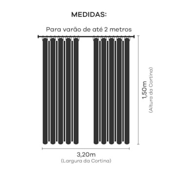 Cortina para Cozinha Dohler Florência com Ilhós 3,20m x 1,50m (para Varão até 2 metros)