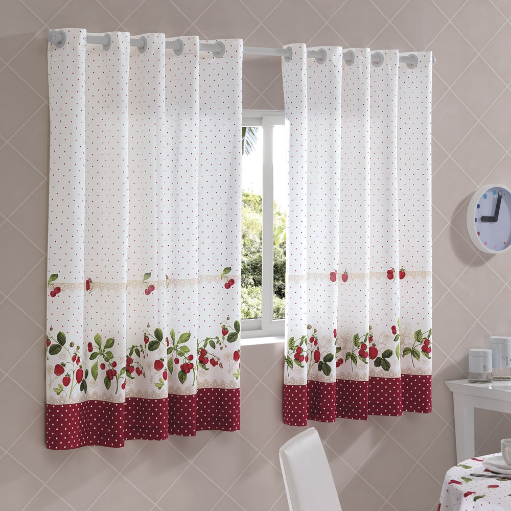 Cortina para Cozinha Dohler Iolanda com Ilhós 3,20m x 1,20m (para Varão até 2 metros)