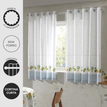 Cortina para Cozinha Dohler Isa com Ilhós 3,20m x 1,20m (para Varão até 2 metros)