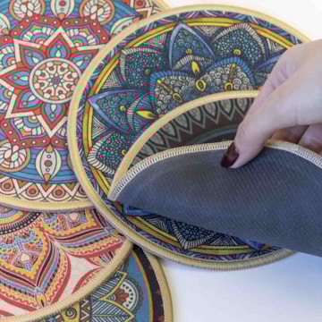 Descanso de Panela Mandalas com Base Emborrachada 20cm (1 peça)
