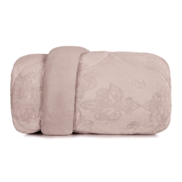 Edredom Casal Altenburg Blend Elegance Bellatrix Dupla Face Relevo Plush Rosé