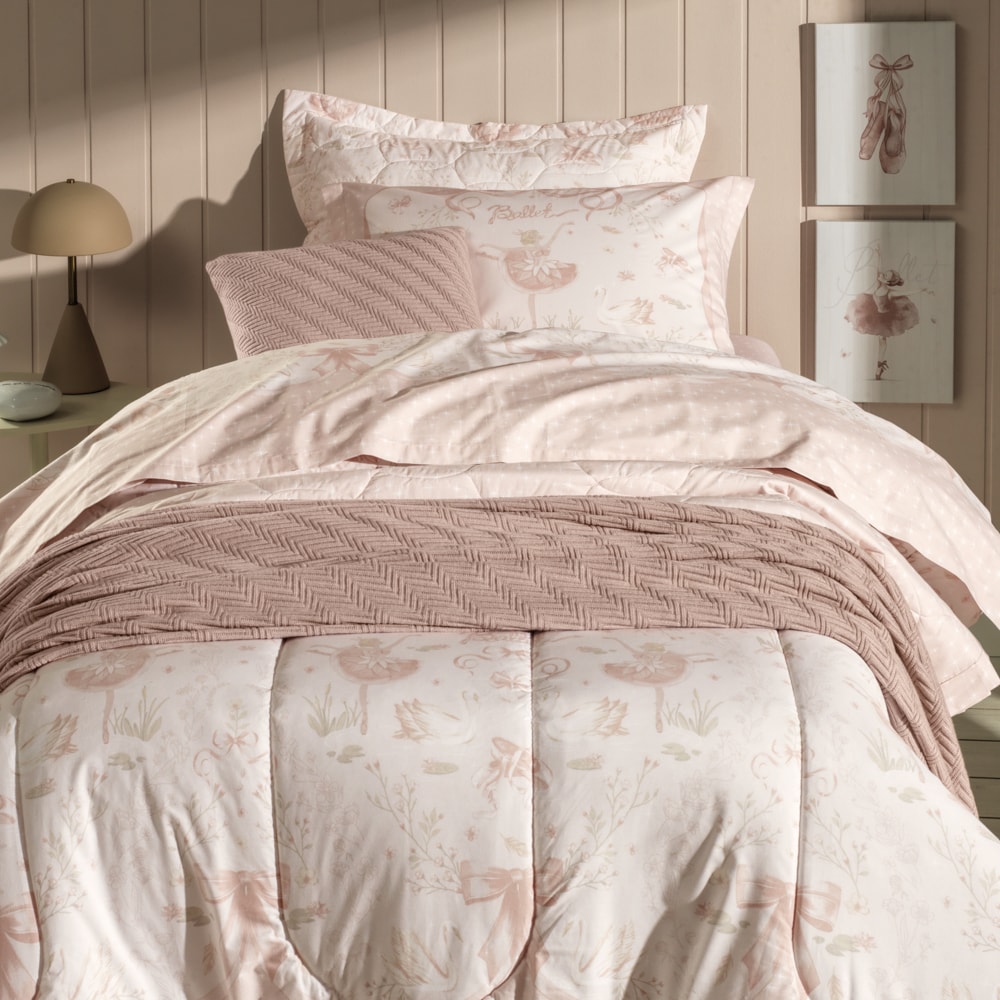 Edredom Casal Infantil Karsten Encantada Dupla Face 100% Algodão Percal 200 Fios