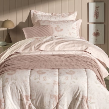 Edredom Casal Infantil Karsten Encantada Dupla Face 100% Algodão Percal 200 Fios