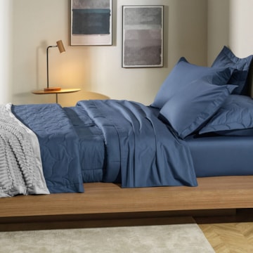 Edredom Casal Karsten Tom 100% Algodão Fio Penteado Percal 200 Fios