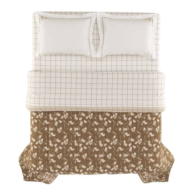 Edredom King Size Karsten Anabel Dupla Face 100% Algodão Fio Penteado Percal 200 Fios