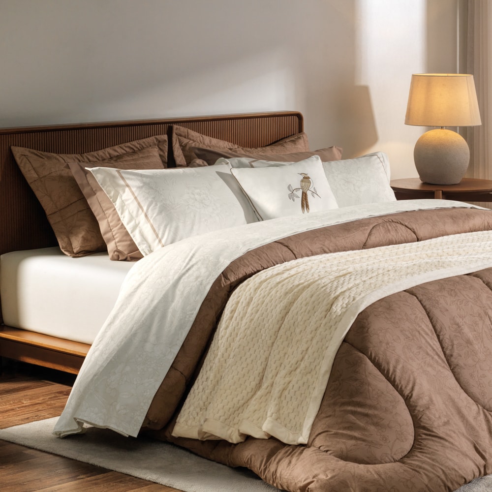 Edredom King Size Karsten Mallu Dupla Face 100% Algodão Fio Penteado Percal 200 Fios