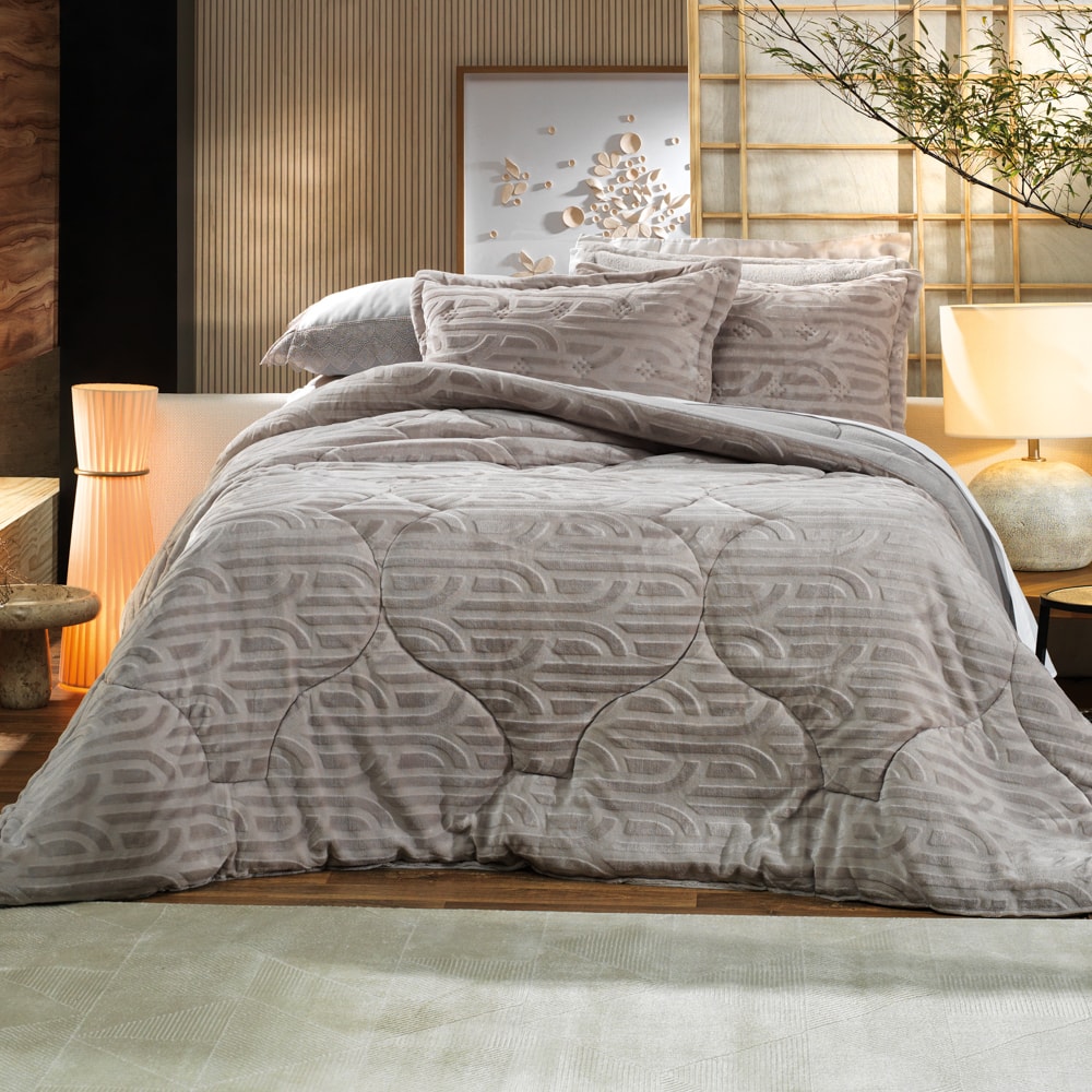 Edredom Queen Altenburg Blend Elegance Coliseum Dupla Face Texturizado Fleece