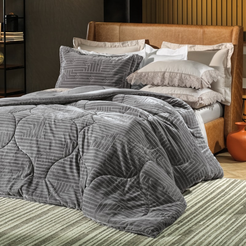 Edredom Queen Altenburg Blend Elegance Greco Dupla Face Texturizado Fl