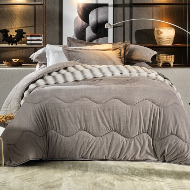 Edredom Queen Altenburg Blend Sense Boss Dupla Face Texturizado Fleece