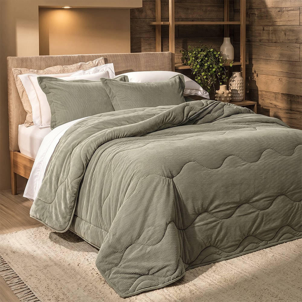 Edredom Queen Altenburg Blend Sense Boss Dupla Face Texturizado Fleece