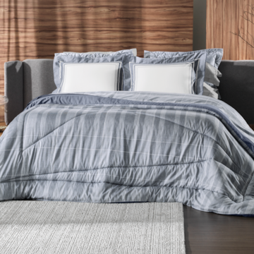 Edredom Queen Altenburg Pauta Dupla Face 100% Algodão Cetim 300 Fios