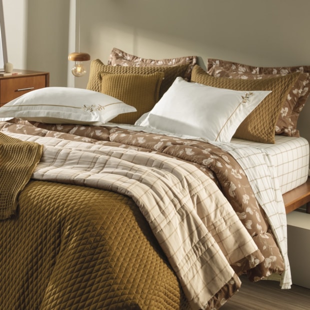 Edredom Queen Karsten Anabel Dupla Face 100% Algodão Fio Penteado Percal 200 Fios