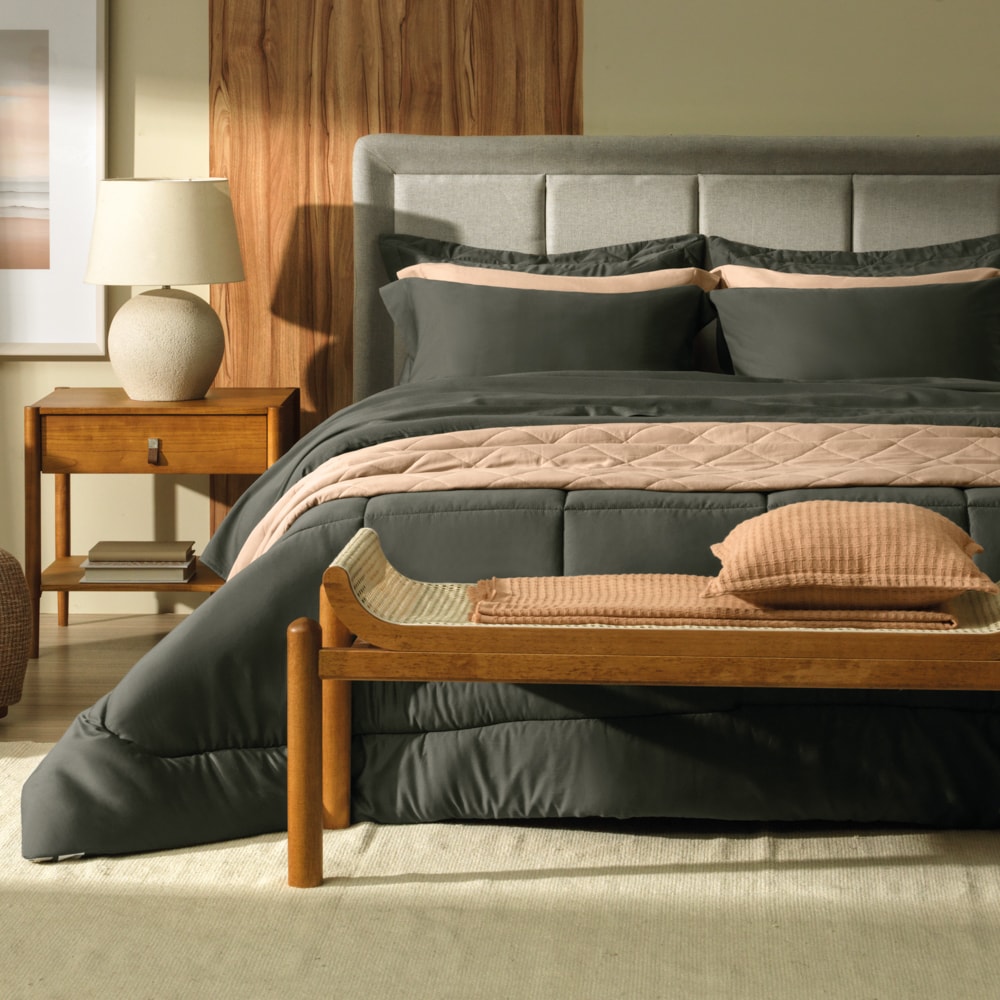 Edredom Queen Karsten Bossa 100% Algodão Egípcio Fio Penteado Cetim 300 Fios