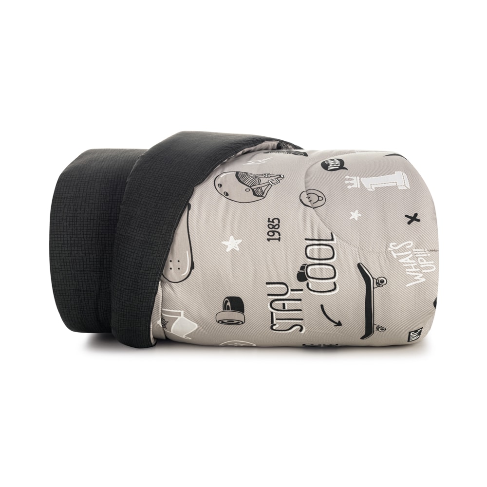 Edredom Solteiro Infantil Karsten Skate Dupla Face 100% Algodão Percal 200 Fios