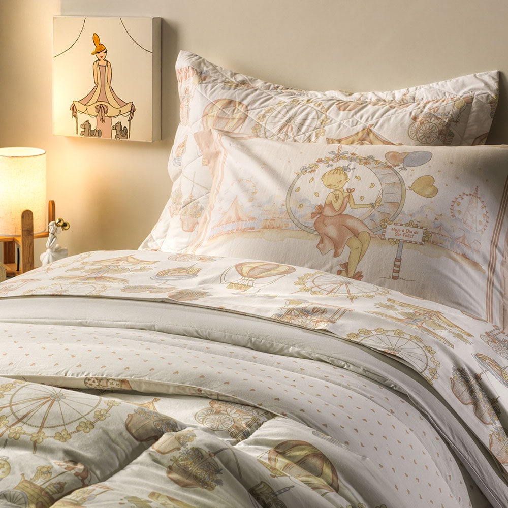 Edredom Solteiro Infantil Karsten Vick Dupla Face 100% Algodão Percal 200 Fios