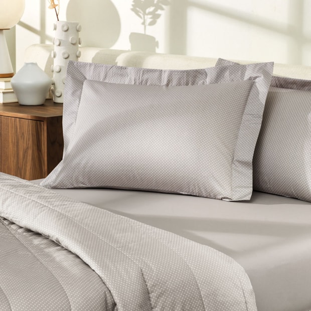 Fronha Altenburg Lux Inspire Cinza 100% Algodão Percal 200 Fios com Abas 50cm x 70cm (1 Peça)