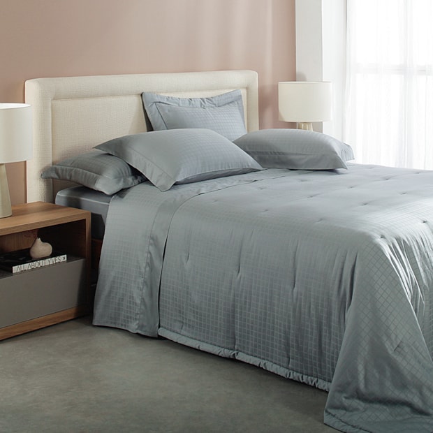 Jogo de Cama Casal Buddemeyer Damask Square 100% Algodão Fio Penteado Cetim 300 Fios (4 Peças)