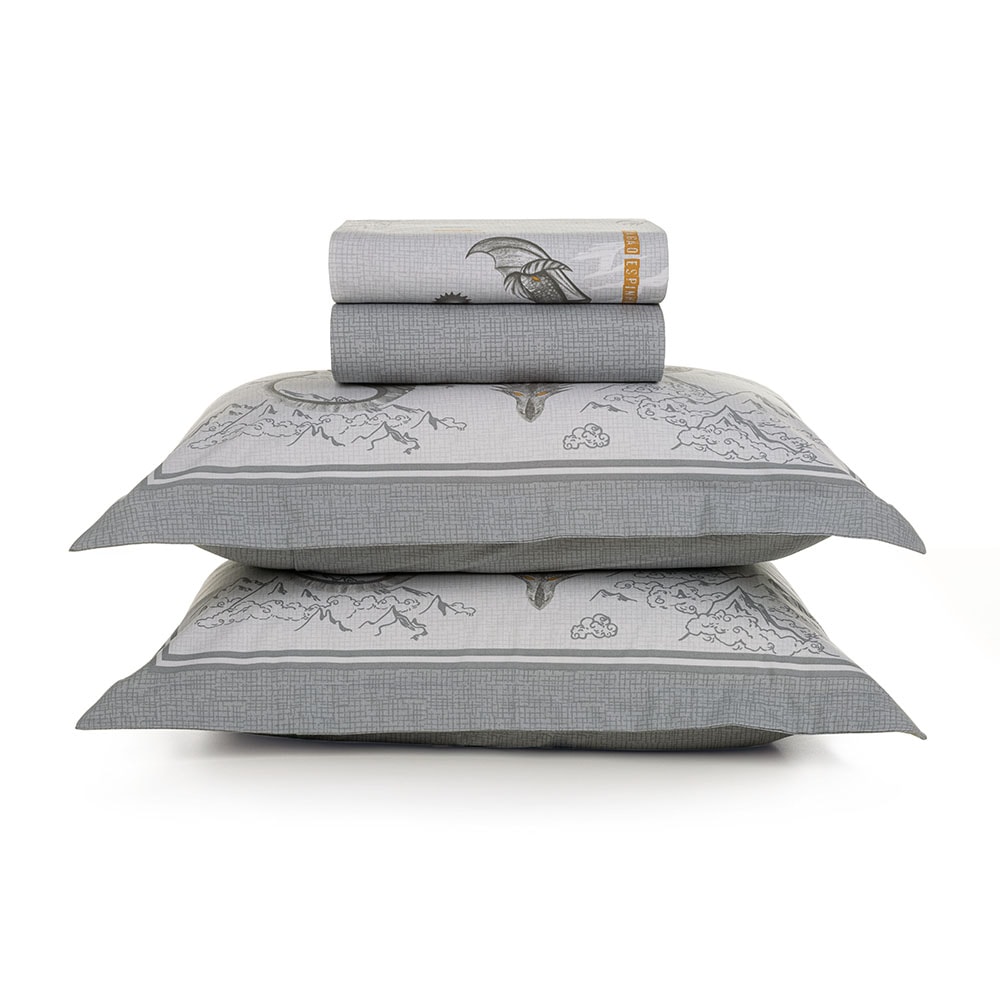 Jogo de Cama Casal Infantil Karsten Dragões 100% Algodão Percal 200 Fios (4 Peças)