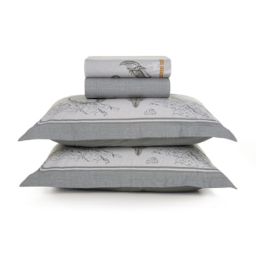 Jogo de Cama Casal Infantil Karsten Dragões 100% Algodão Percal 200 Fios (4 Peças)