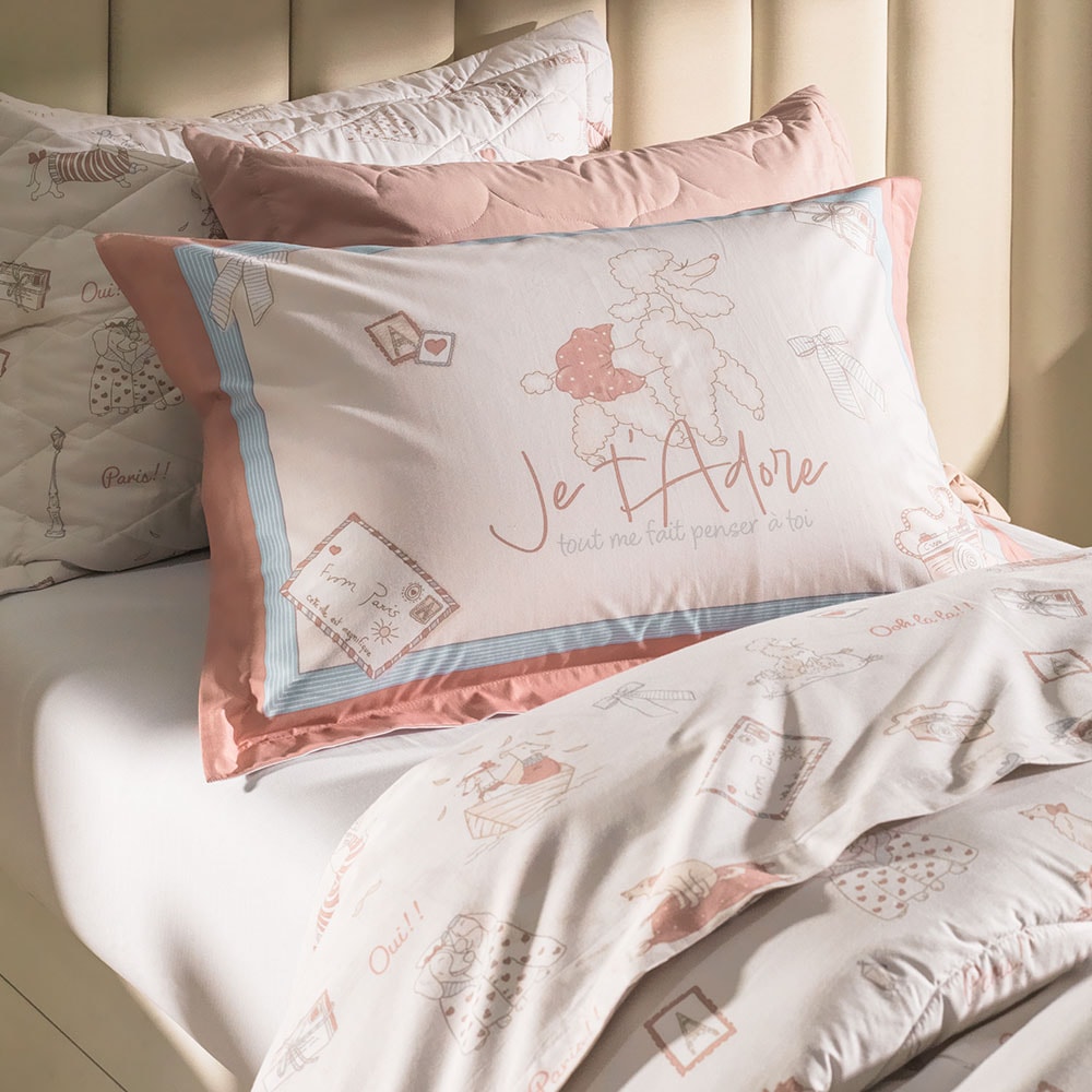 Jogo de Cama Casal Infantil Karsten Jolie 100% Algodão Percal 200 Fios (4 Peças)