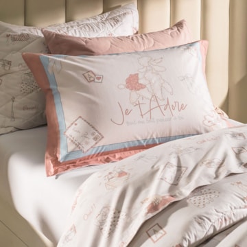 Jogo de Cama Casal Infantil Karsten Jolie 100% Algodão Percal 200 Fios (4 Peças)