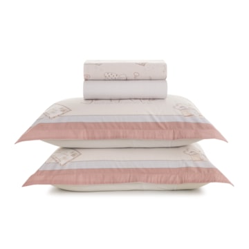 Jogo de Cama Casal Infantil Karsten Jolie 100% Algodão Percal 200 Fios (4 Peças)