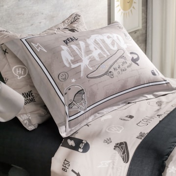 Jogo de Cama Casal Infantil Karsten Skate 100% Algodão Percal 200 Fios (4 Peças)