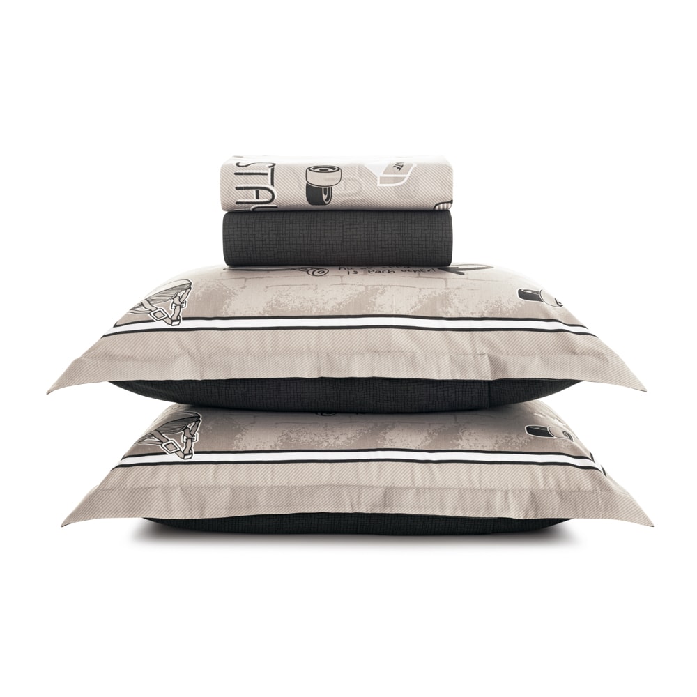 Jogo de Cama Casal Infantil Karsten Skate 100% Algodão Percal 200 Fios (4 Peças)