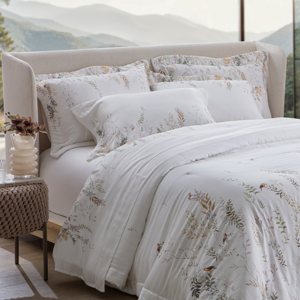 Jogo de Cama Casal Kacyumara Casa K Bali Olivier 100% Bambu 400 Fios (4 Peças)