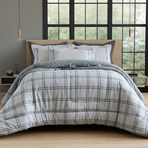 Jogo de Cama Casal Kacyumara Casa K Satinée Tigane 100% Algodão Egípcio Percal 300 Fios (4 Peças)