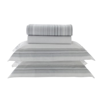 Jogo de Cama Casal Kacyumara Casa K Vida Bela Damin 100% Algodão Egípcio Percal 200 Fios (4 Peças)