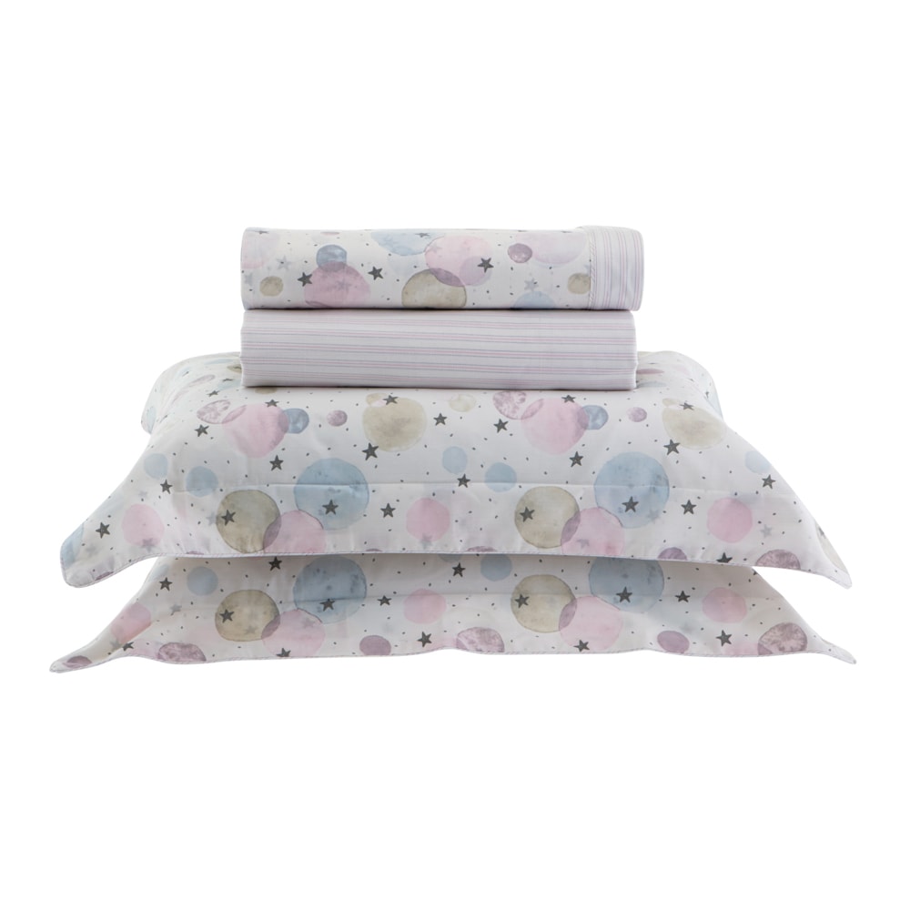 Jogo de Cama Casal Kacyumara Vintage Babalu 100% Algodão Egípcio Percal 200 Fios (4 Peças)