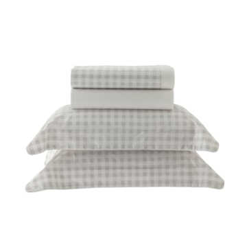 Jogo de Cama Casal Kacyumara Vintage Escot 100% Algodão Egípcio Percal 200 Fios (4 Peças)